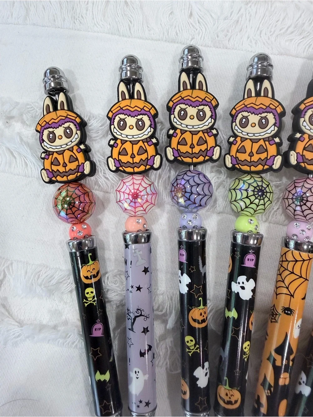 Halloween Fuzzy LaBubu Bunny Jack-O'-Lantern Ballpoint Pen - Assorted Colors